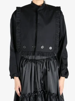 Tops>COMME DES GARCONS NOIR Ruffle Trimmed Stand Collar Long Sleeve Blouse