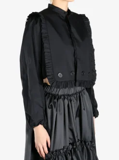 Tops>COMME DES GARCONS NOIR Ruffle Trimmed Stand Collar Long Sleeve Blouse