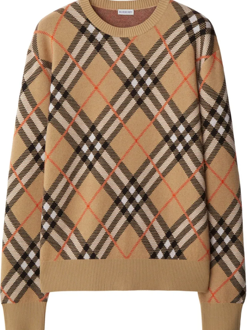 Knitwear>BURBERRY s Check Wool Blend Sweater