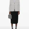 Knitwear>THOM BROWNE Seersucker Knit Tweed Jacquard V Neck Cardigan
