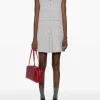 Dresses>THOM BROWNE Seersucker Knit Tweed Jacquard Sleeveless Polo Mini Dress