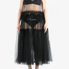 Dresses>COMME DES GARCONS NOIR See-through Mesh and Feather Decorated Dress