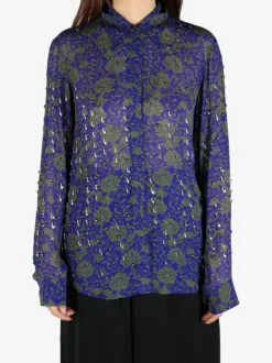 Shirts>DRIES VAN NOTEN Sheer Appliqué Blouse