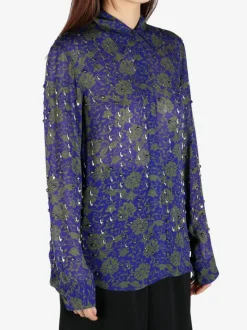 Shirts>DRIES VAN NOTEN Sheer Appliqué Blouse