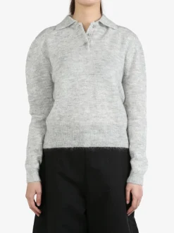 Knitwear>AMOMENTO Sheer Collar Pullover Knitwear