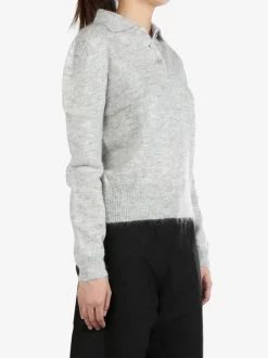 Knitwear>AMOMENTO Sheer Collar Pullover Knitwear