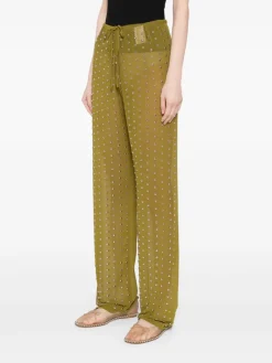 Pants>DRIES VAN NOTEN Sheer Embellished Drawstring Pants