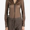 Sweats & Hoodies>AMOMENTO Sheer Hooded Zip Up Jumper