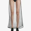 Skirts>AMOMENTO Sheer Lace Long Skirt