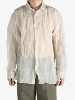 Shirts>DRIES VAN NOTEN Sheer Textured Button-Up