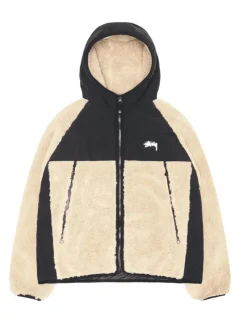 Jackets & Coats>STUSSY Sherpa Paneled Hooded Jacket