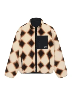 Jackets & Coats>STUSSY Sherpa Reversible Diamond Jacket