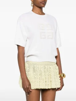 Knitwear>GIVENCHY Short Sleeve 4G Crewneck Sweater