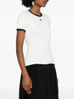 T-shirts>COURRÈGES Signature Contrast T-Shirt