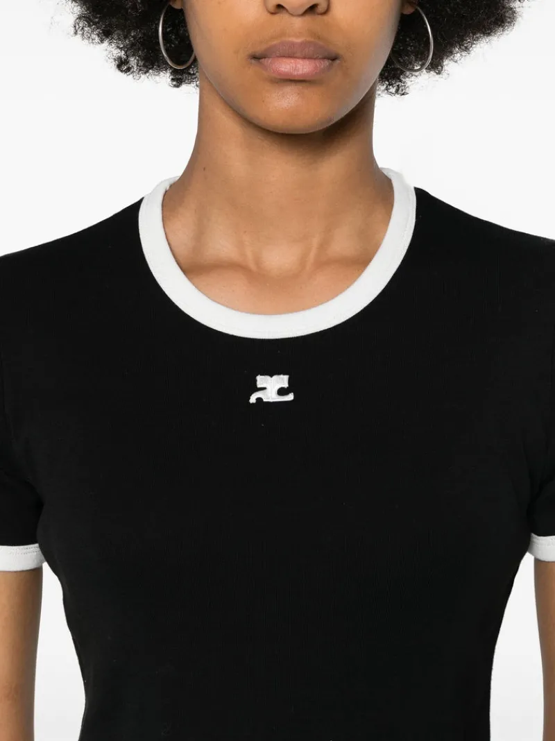 T-shirts>COURRÈGES Signature Contrast T-Shirt