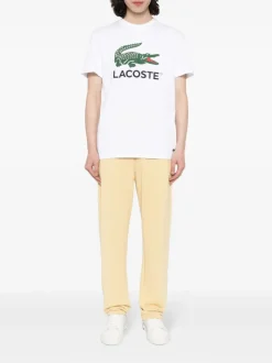 T-shirts>LACOSTE Signature Print Cotton T-Shirt