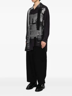 Shirts>YOHJI YAMAMOTO POUR HOMME Silk Asymetrical Button Up Blouse