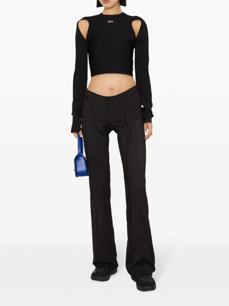 Tops>OFF-WHITE Sleek Long Sleeve Crop Top