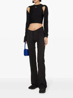 Tops>OFF-WHITE Sleek Long Sleeve Crop Top
