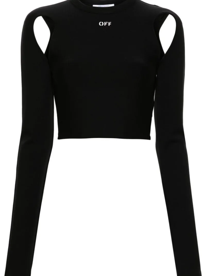 Tops>OFF-WHITE Sleek Long Sleeve Crop Top