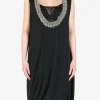Dresses>DRIES VAN NOTEN Sleeveless Draped Beaded Neck Dress