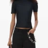 T-shirts>alexanderwang.t SS W/ Mock Neck Rashguard Top