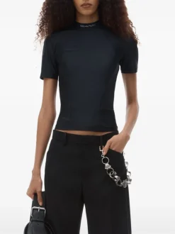 T-shirts>alexanderwang.t SS W/ Mock Neck Rashguard Top