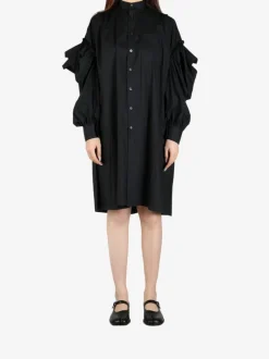Dresses>COMME DES GARCONS TAO Stand Collar Puff Sleeve Mid-Length Dress