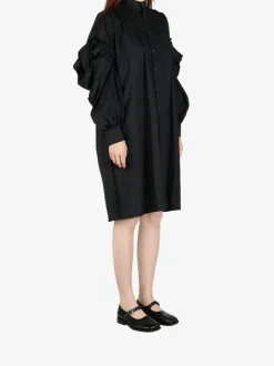 Dresses>COMME DES GARCONS TAO Stand Collar Puff Sleeve Mid-Length Dress