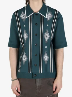 Knitwear>AMIRI Starburst Button Down Polo