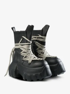 Boots>RICK OWENS Stivali In Pelle Megalaced Mega Tractor Boots