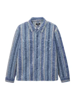 Shirts>STUSSY Stripe Sherpa Shirt