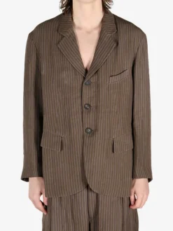 Jackets & Coats>ZIGGY CHEN Striped 3 Button Jacket