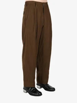 Pants>ZIGGY CHEN Striped Front Pleat Trousers