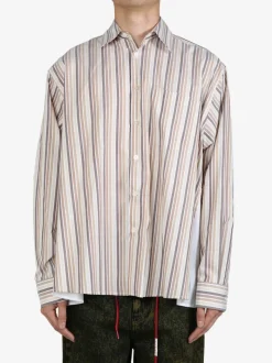 Shirts>MARNI Striped Organic Cotton Patchwork Shirt