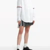 Shirts>THOM BROWNE Supersized Point Collar Shirt W/ Rwb Grosgrain Armbands In Oxford