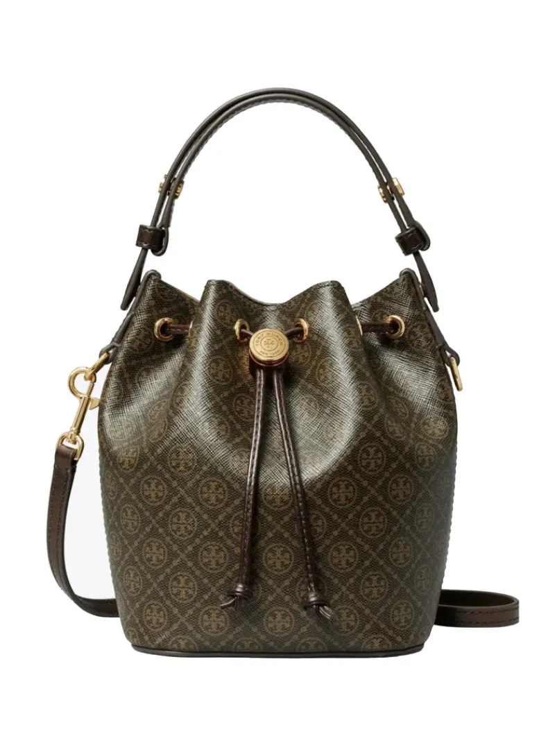 Bags>TORY BURCH T Monogram Coated Canvas Mini Bucket Bag