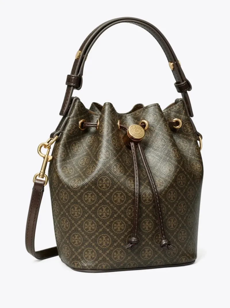 Bags>TORY BURCH T Monogram Coated Canvas Mini Bucket Bag
