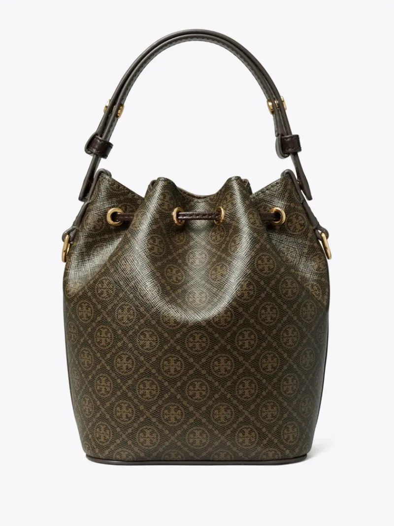 Bags>TORY BURCH T Monogram Coated Canvas Mini Bucket Bag