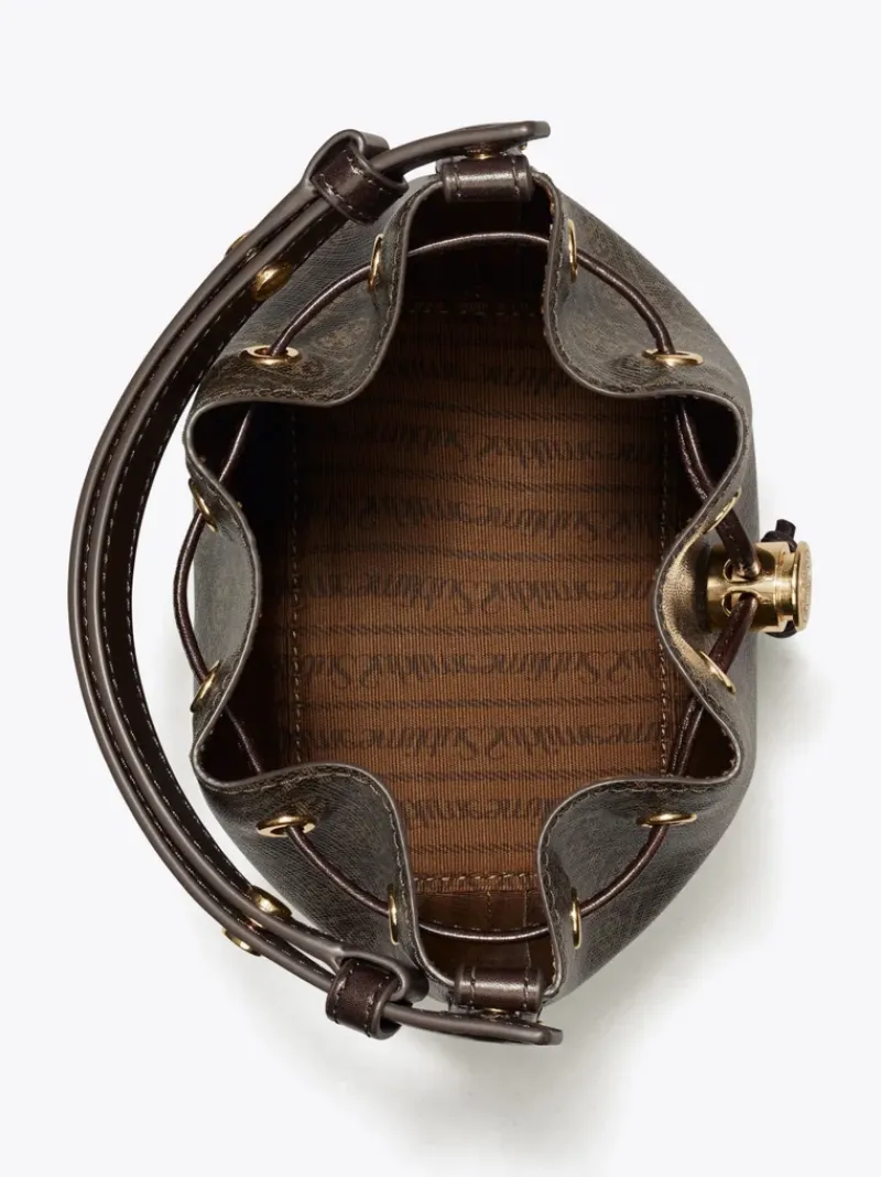 Bags>TORY BURCH T Monogram Coated Canvas Mini Bucket Bag