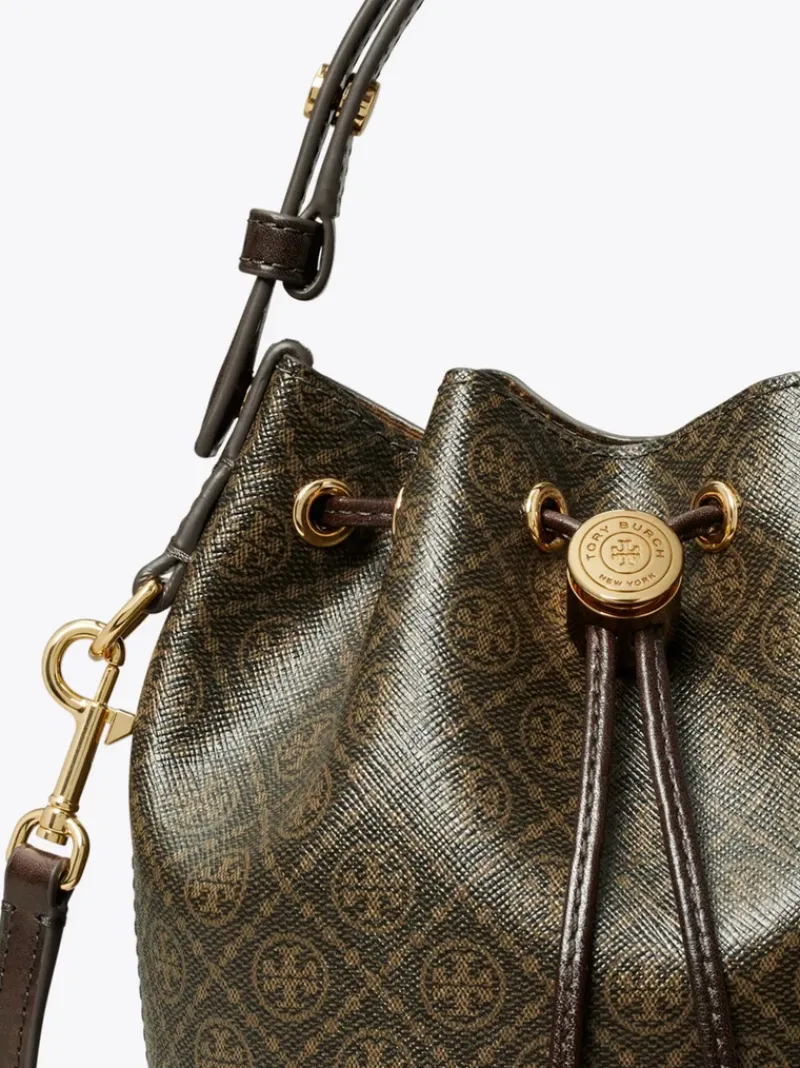 Bags>TORY BURCH T Monogram Coated Canvas Mini Bucket Bag