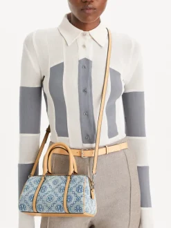 Bags>TORY BURCH T Monogram Denim Mini Barrel Bag