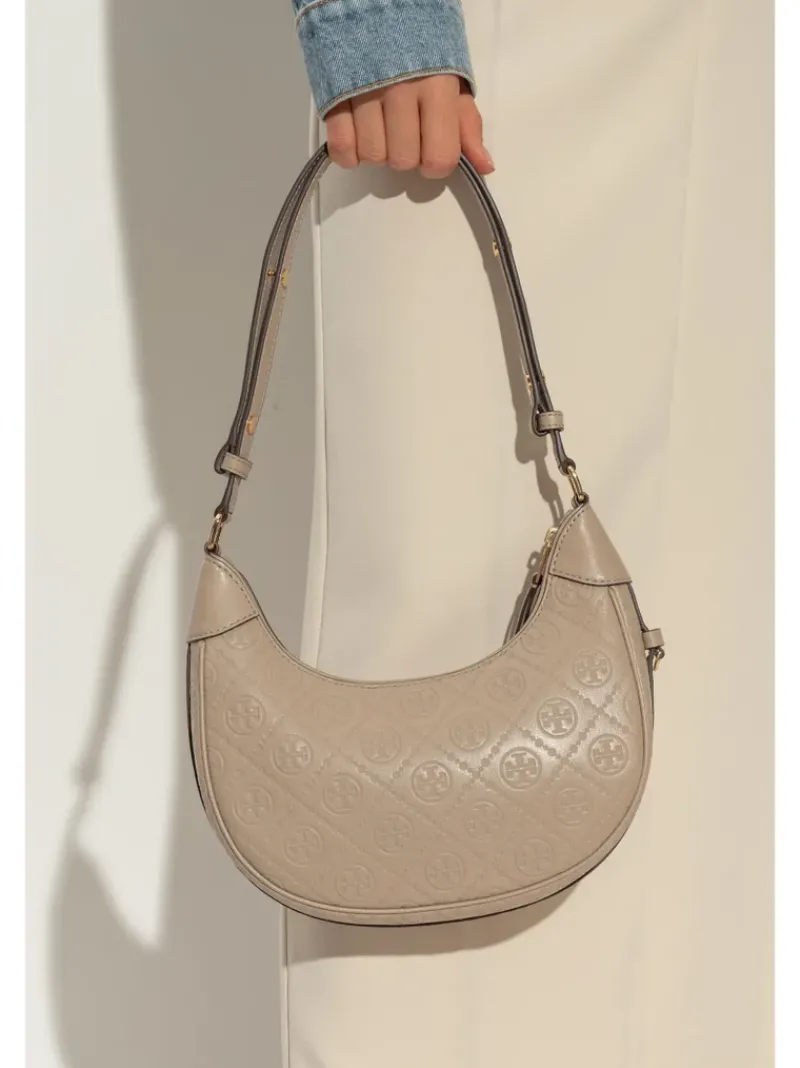 Bags>TORY BURCH T Monogram Leather Crescent Bag