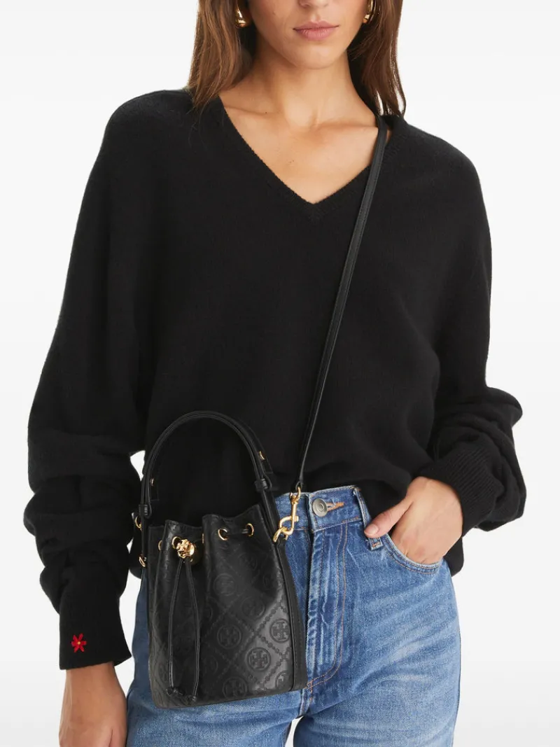 Bags>TORY BURCH T Monogram Leather Mini Bucket Bag
