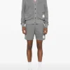 Knitwear>THOM BROWNE Textured Cotton V Neck Cardigan