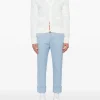 Knitwear>THOM BROWNE Textured Striped Stitch Relaxed Fit V Neck Cardigan