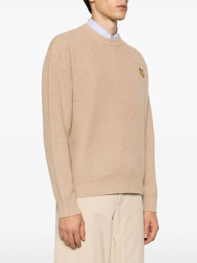 Knitwear>MAISON KITSUNE Tonal Fox Head Patch Comfort Ribbed Jumper