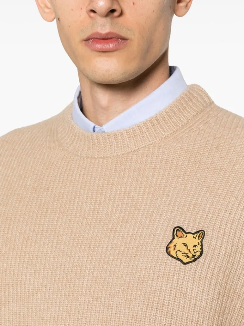 Knitwear>MAISON KITSUNE Tonal Fox Head Patch Comfort Ribbed Jumper