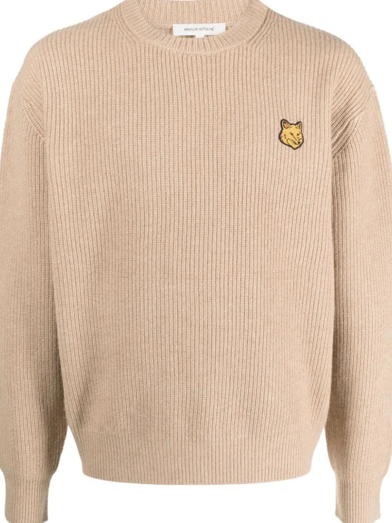 Knitwear>MAISON KITSUNE Tonal Fox Head Patch Comfort Ribbed Jumper