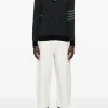 Knitwear>THOM BROWNE Tonal Textured Stitch Funnel Neck Knitwear